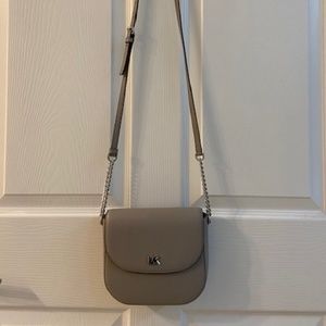 MICHAEL Michael Kors Pearl Grey and Silver tone Half Dome Crossbody